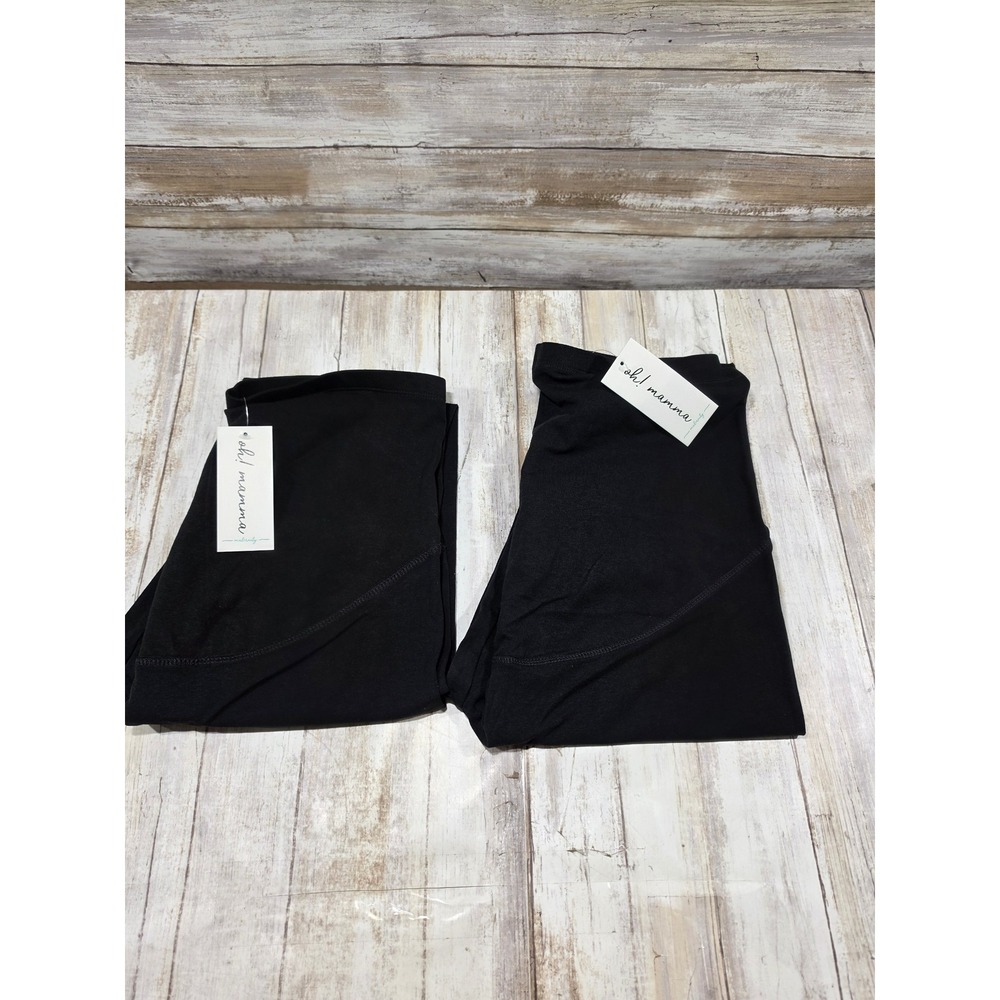 Oh! Mamma Maternity 2-Pack Black Full Panel Leggings Size M RBG210